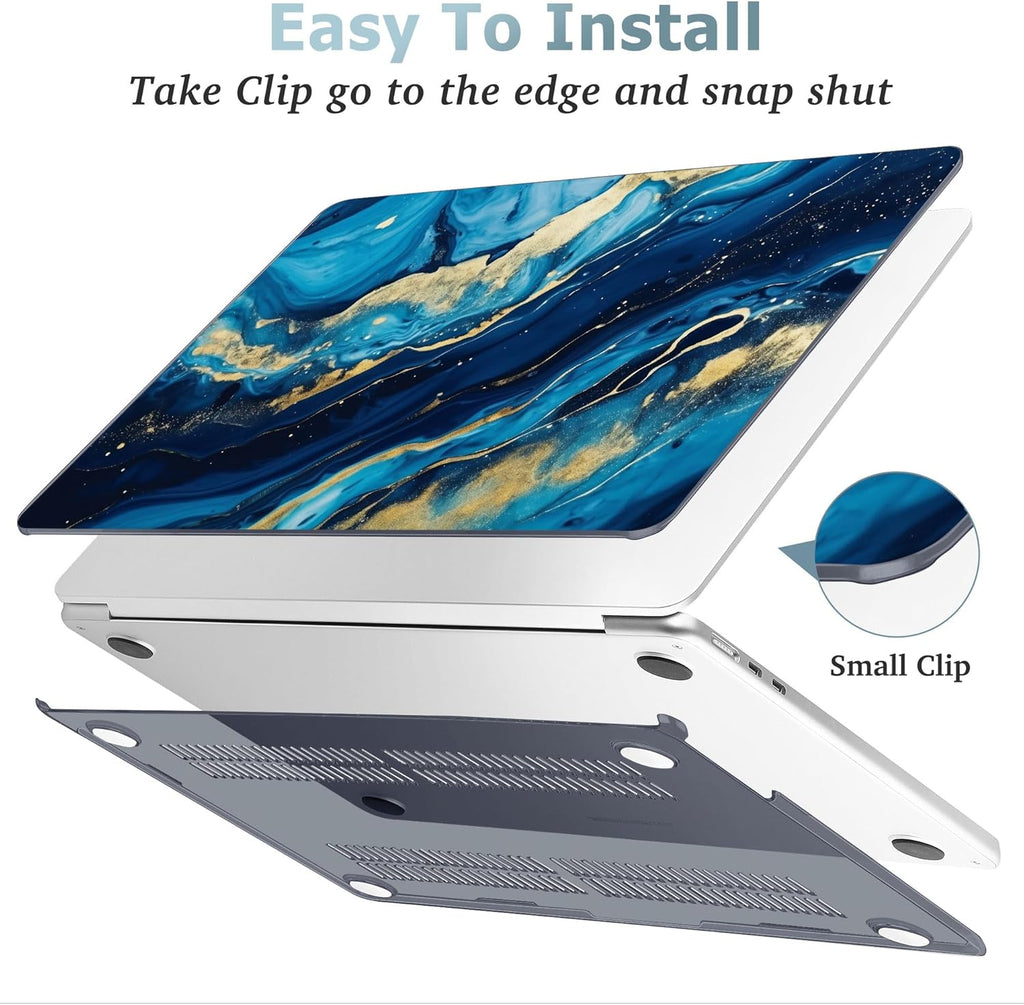 May Chen for MacBook Air 13.6 Inch Case 2025/2024/2023/2022 Release (Model A2681 A3113 A3240, M2 M3 M4 Chip) – Hard Shell Laptop Cover with Keyboard Cover & Screen Protector，Blue Marble Texture