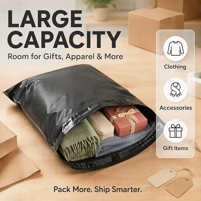 10"x13" Poly Mailers，Black Shipping and Envelope Bags Pack of 30 - Image 5