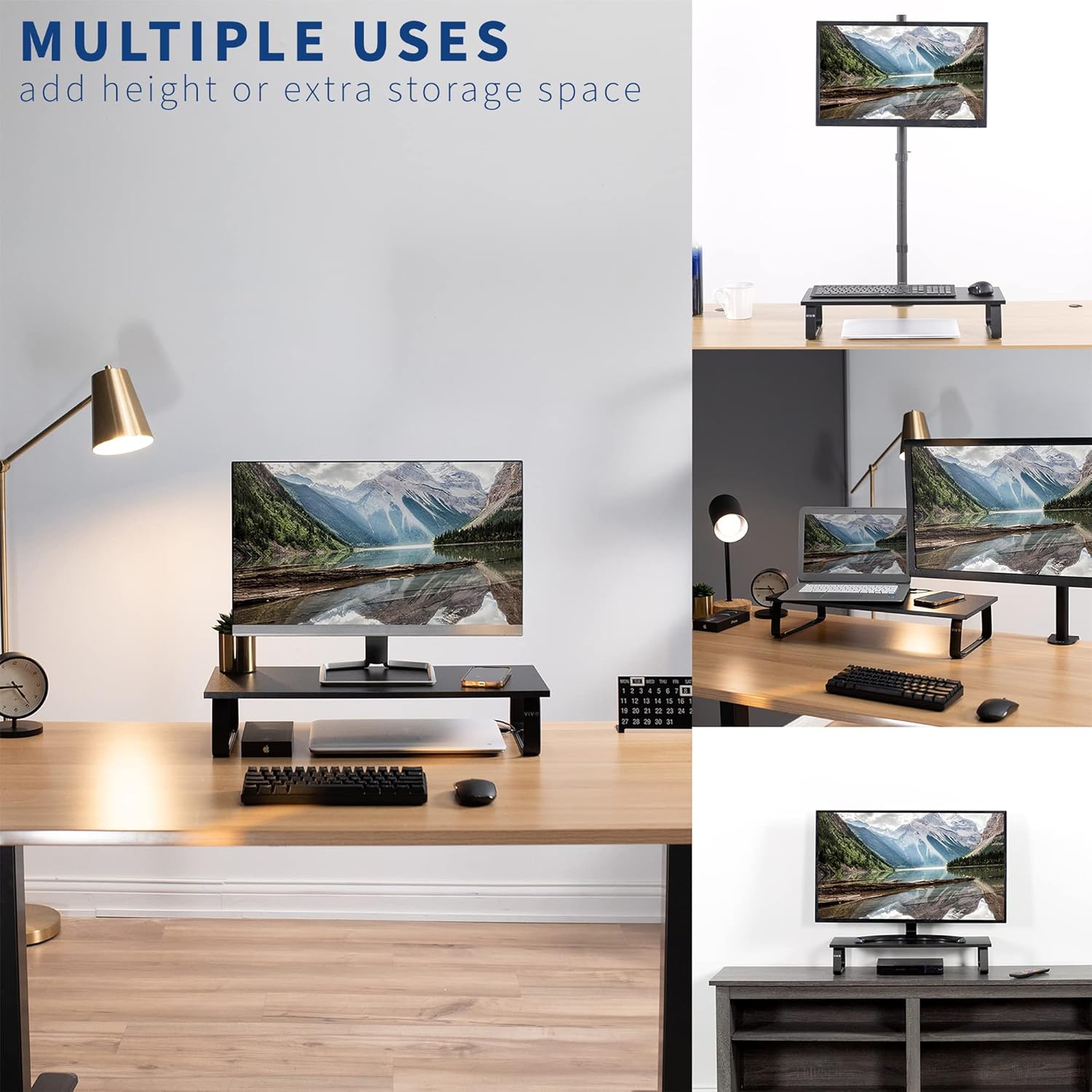 VIVO Monitor and Laptop Stand, 24 inch Desktop Riser, Black, STAND-V000D