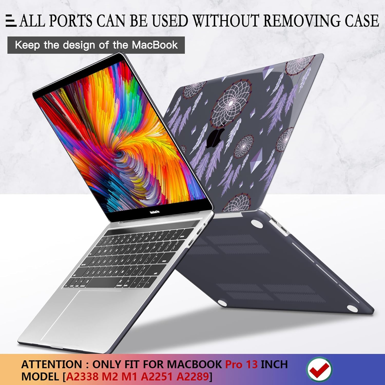 CISSOOK Compatible with MacBook Pro 13 inch 2025-2016 Release M2 M1 Chip A2338 A2251 A2289 A2159 A1989 A1706, Plastic Hard Shell Cover for MacBook Pro 13 with Touch Bar, Dream Catcher