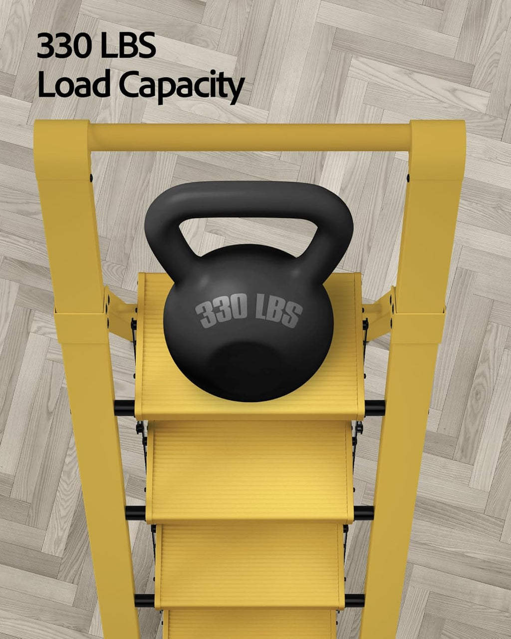 Taranta 4 Step Ladder, Lightweight Aluminum Step Stool with Convenient Handgrip, Folding Ladder with Anti-Slip Pedals, 330lbs Capacity Stepladder for Home, Office, Kitchen - Twilight Yellow