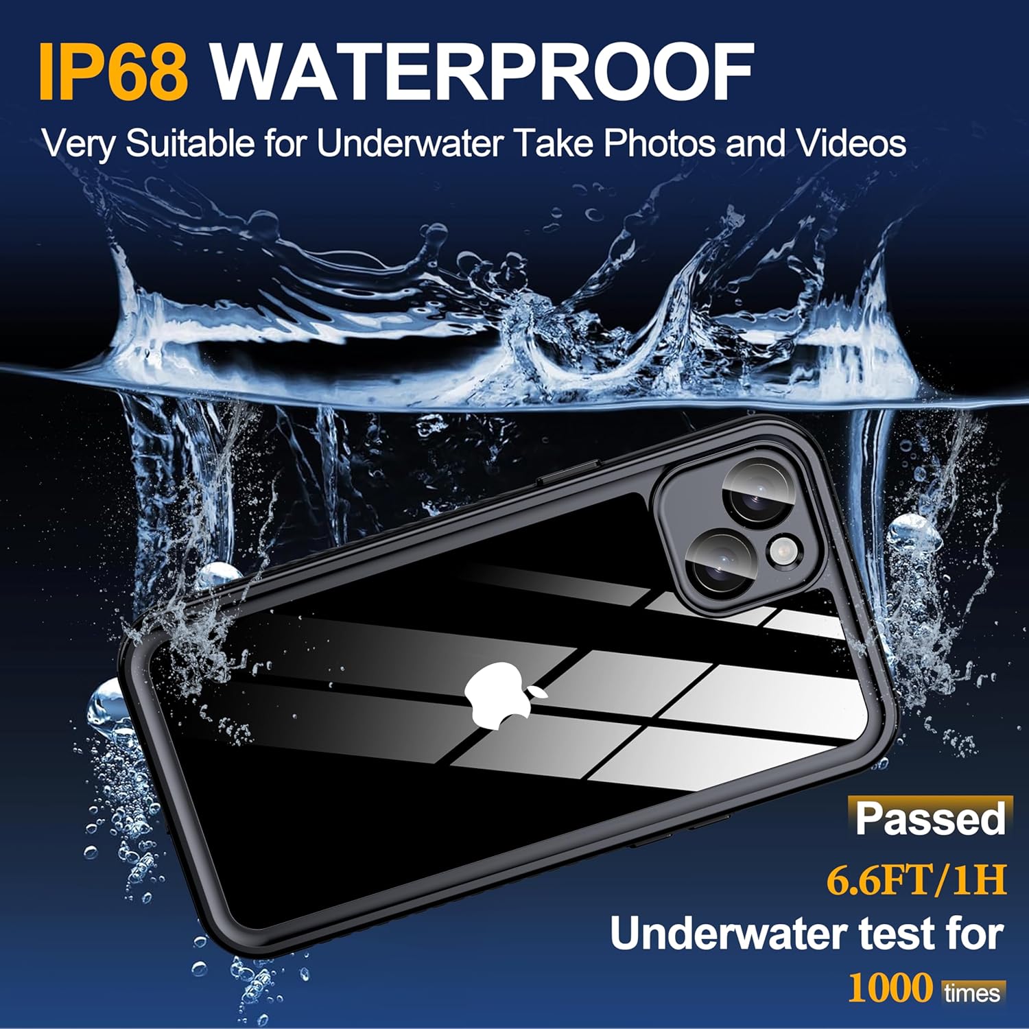 for iPhone 14 Plus Case Waterproof - Built-in Privacy Screen Protector & HD Screen Protector [IP68 Underwater] Shockproof Dustproof Full Body Protection iPhone 14 Plus Phone Case Black