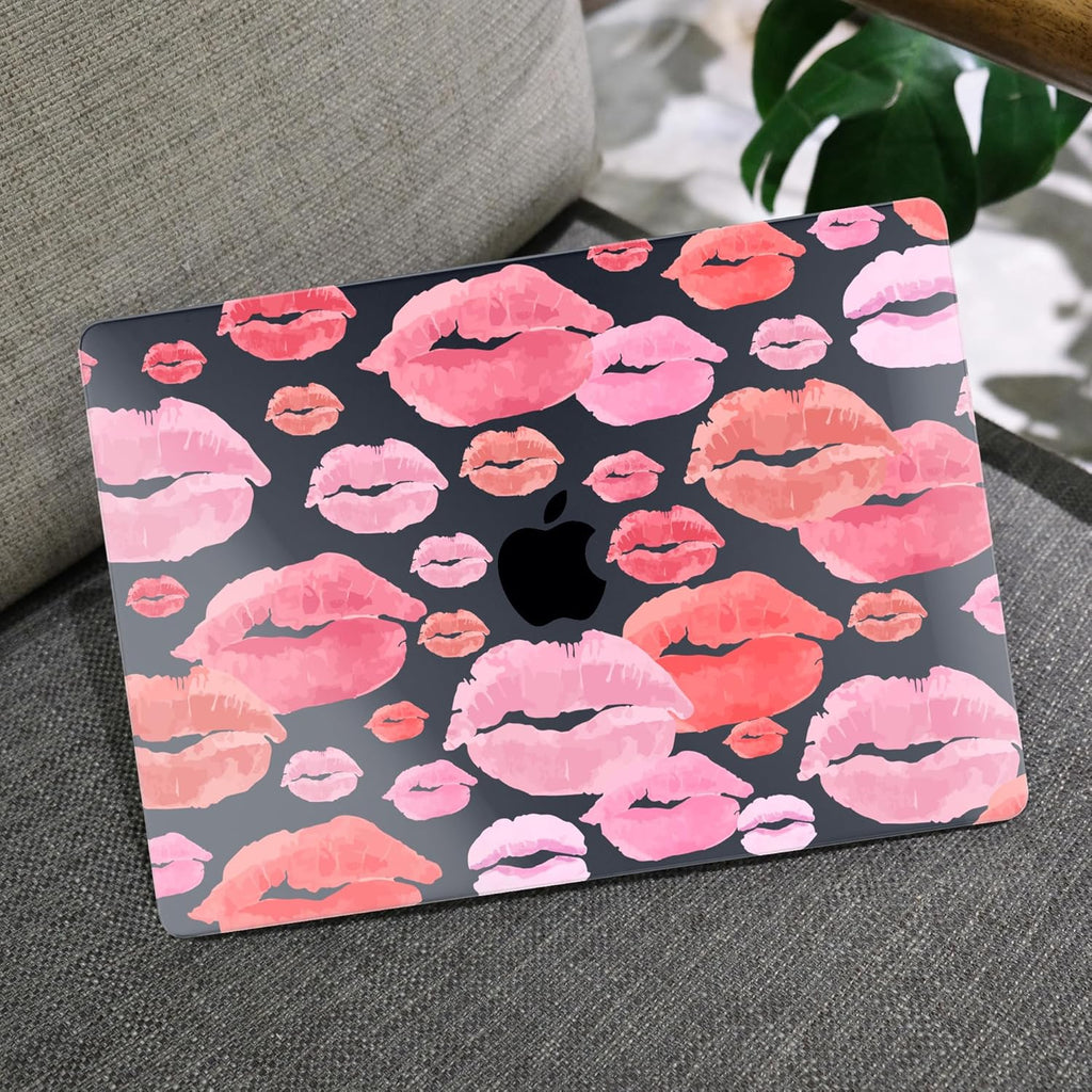 MEEgoodo Case for M4/M3/M2 MacBook Air 13.6 inch Case 2025 2024 2022, Fit Model A3240/A3113/A2681, Laptop Hard Shell with Keyboard Cover Compatible with MacBook Air 13 inch, Red & Pink Lips