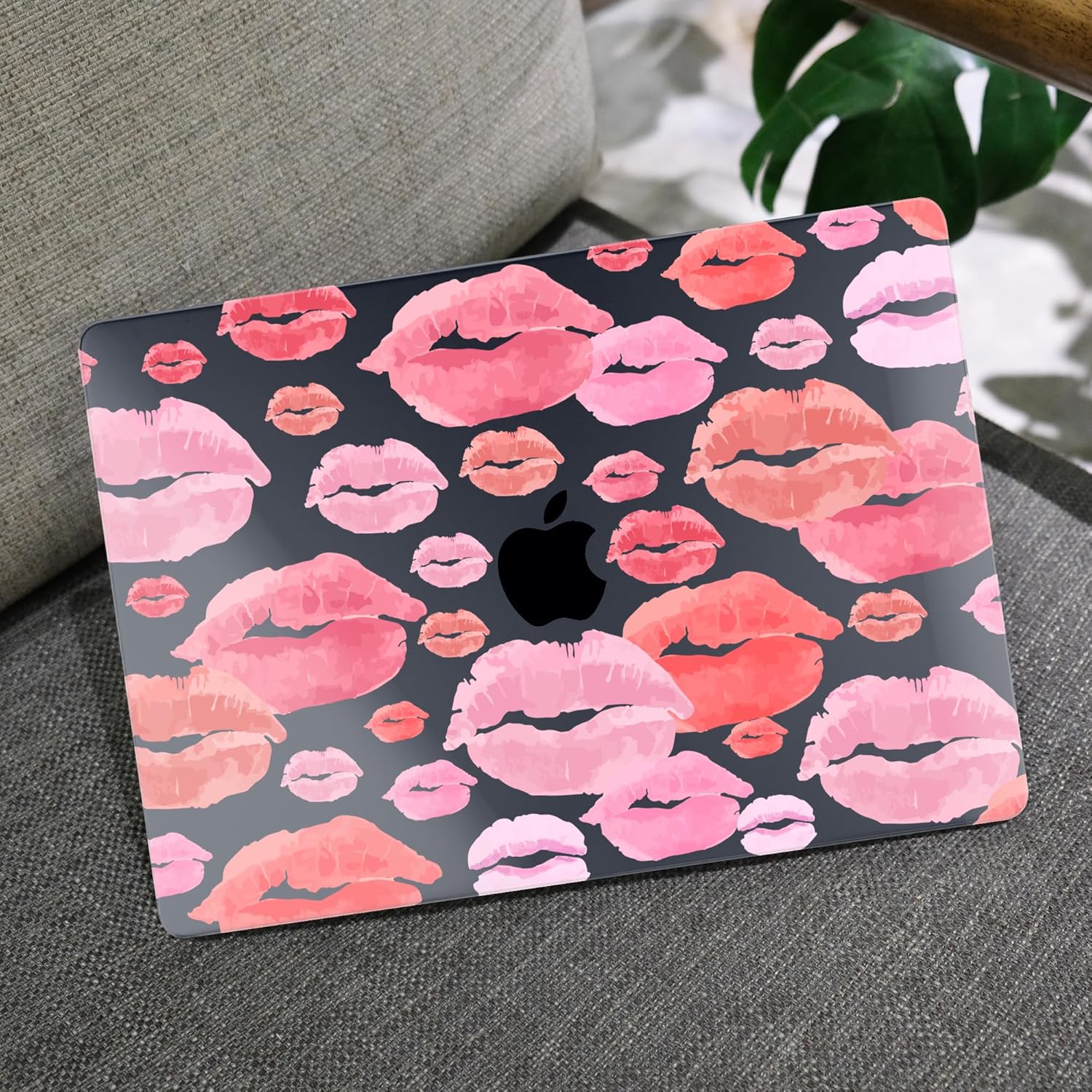 MEEgoodo Case for M4/M3/M2 MacBook Air 13.6 inch Case 2025 2024 2022, Fit Model A3240/A3113/A2681, Laptop Hard Shell with Keyboard Cover Compatible with MacBook Air 13 inch, Red & Pink Lips