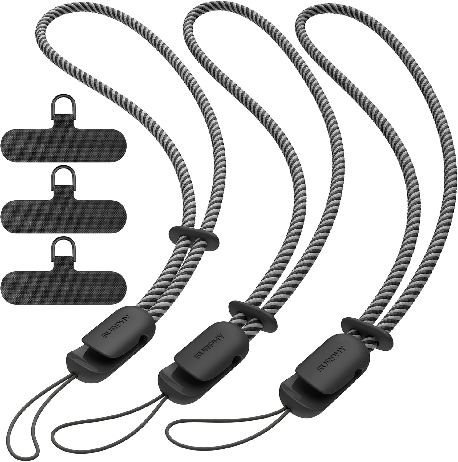 SURPHY 3 Pack Phone Wrist Strap with CellPhone Tether Tab, Cellphone Lanyard, Phone Strap with 2-Color Braided, Wrist Lanyard
