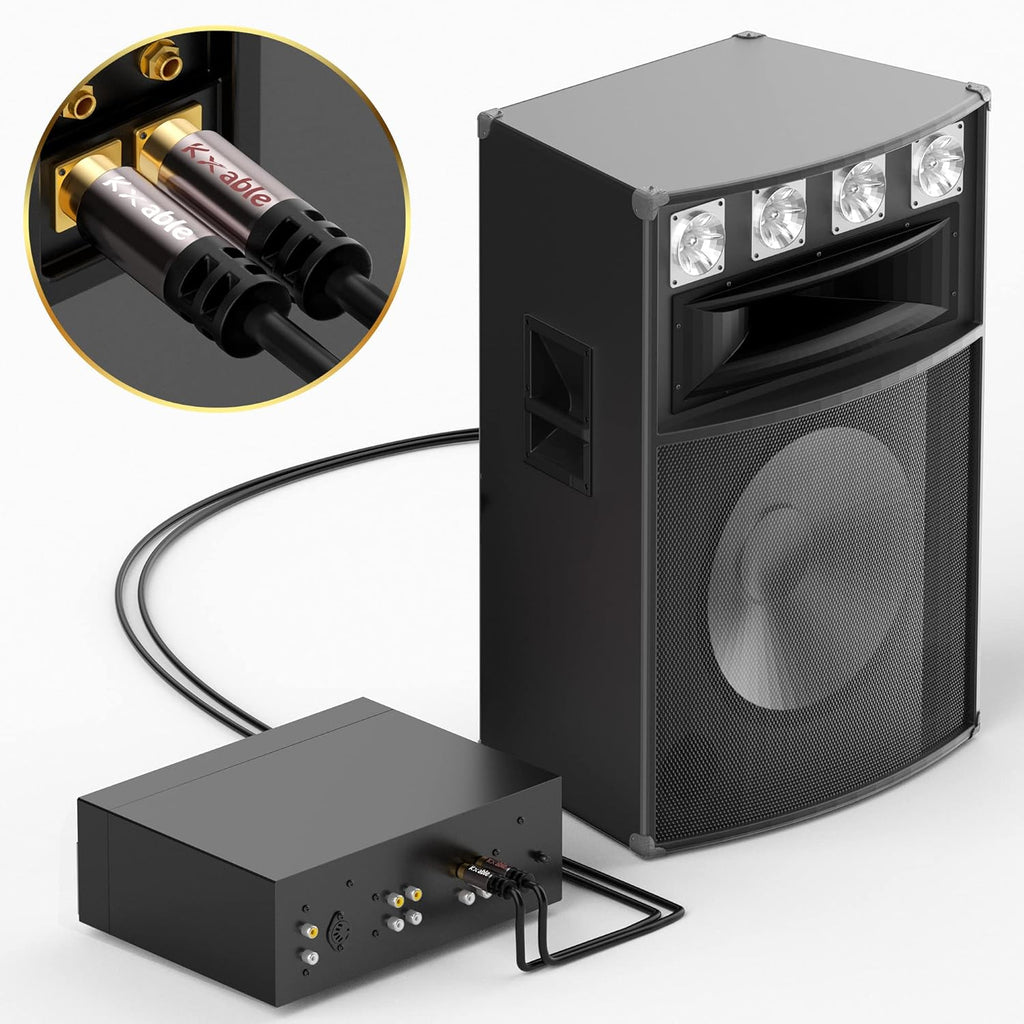 RCA Cable 50FT, 2RCA Male to 2RCA Male Stereo Audio Cable,【Oxygen-Free Copper, Hi-Fi Sound, Double Shielded】 2 RCA Car Audio Subwoofer Cord for Home Theater, HDTV, Amplifier, Hi-Fi System, Speaker