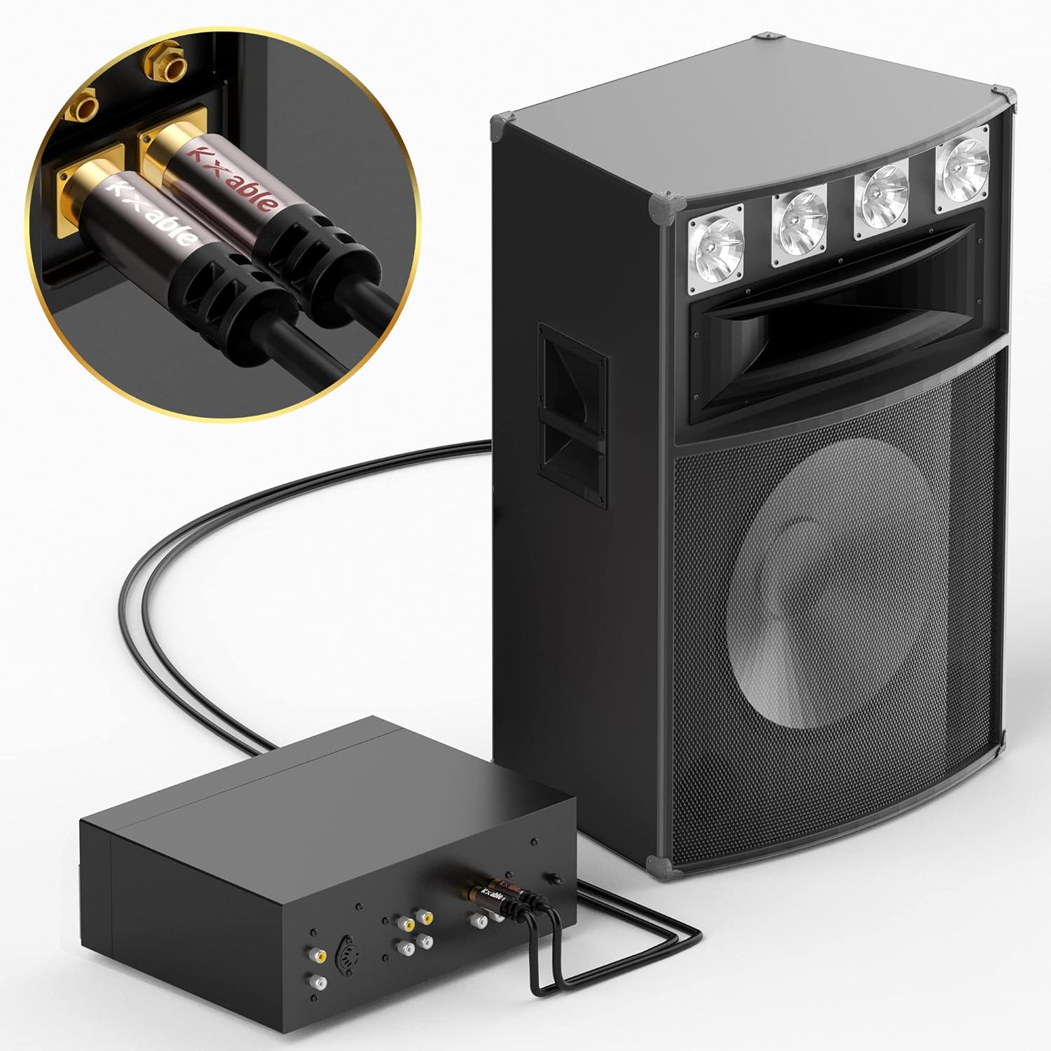 RCA Cable 15FT, 2RCA Male to 2RCA Male Stereo Audio Cable,【Oxygen-Free Copper, Hi-Fi Sound, Double Shielded】 2 RCA Car Audio Subwoofer Cord for Home Theater, HDTV, Amplifier, Hi-Fi System, Speaker