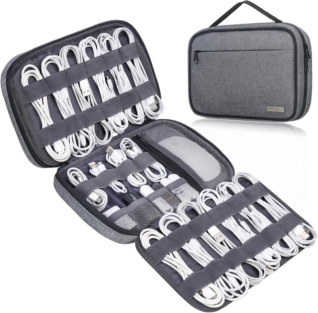 Lacdo Cord Organizer Travel, Cable Organizer Bag Case, Portable Electronics Organizer travel Case, 6 Layer Large Capacity Charging Cords Storage organizer for Cables, SD Card, Travel Essentials, Gray