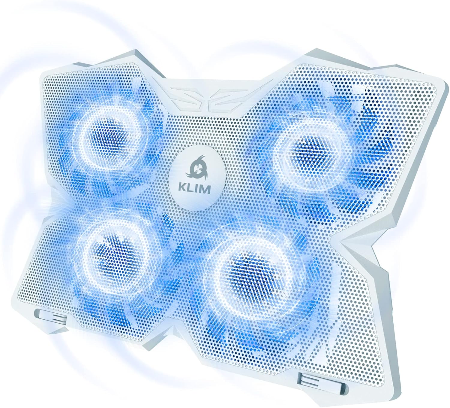 KLIM Wind Laptop Cooling Pad - More Than 500 000 Units Sold - New - The Most Powerful Rapid Action Cooling Fan - Laptop Stand with 4 Cooling Fans at 1200 RPM - USB Fan - PS5 PS4 - Full White