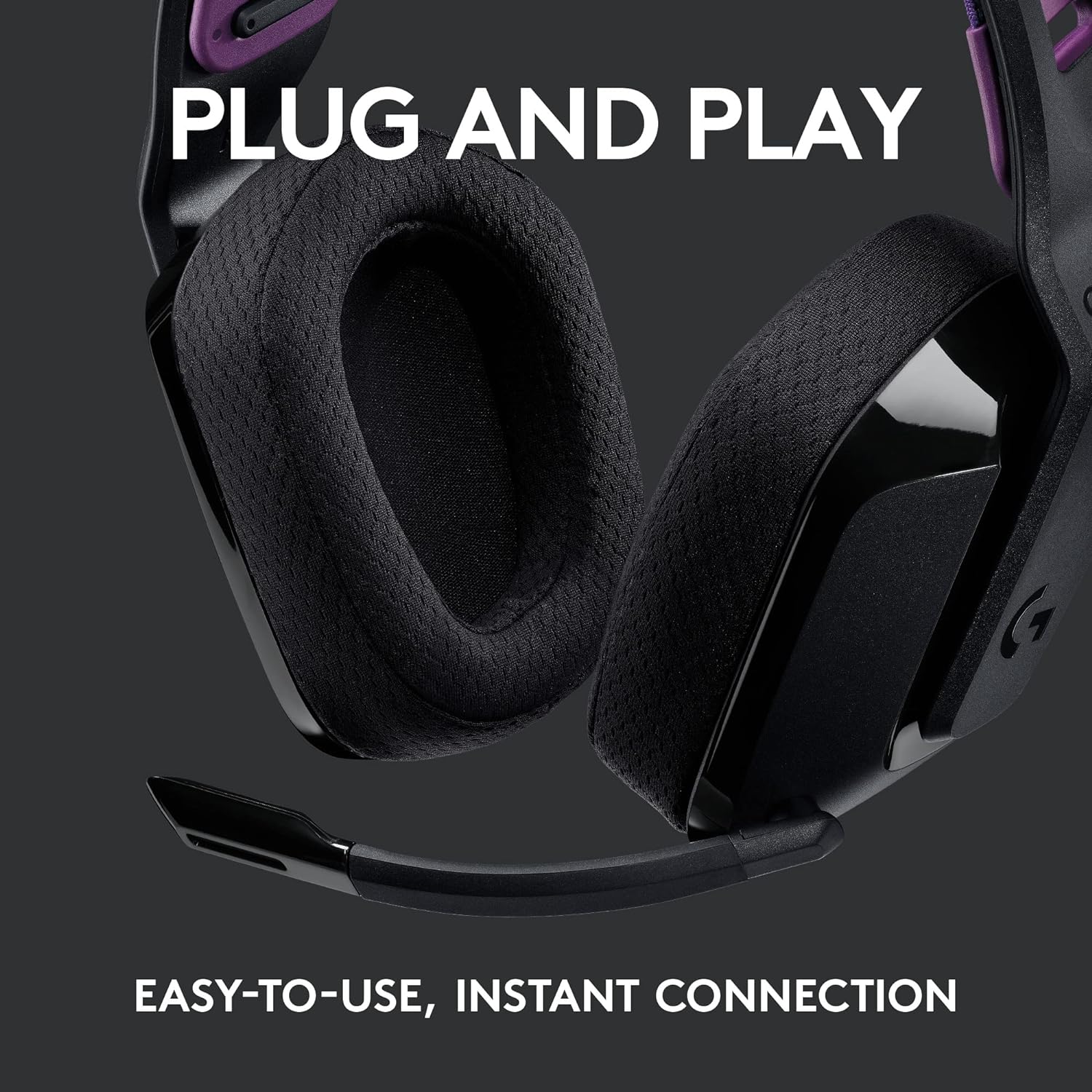 Logitech G535 LIGHTSPEED Wireless Gaming Headset - Lightweight on-ear headphones, flip to mute mic, stereo, USB rechargeable - Black