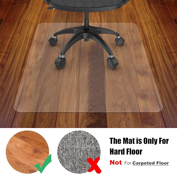 Azadx Office Chair Mat for Hardwood Floor, Easy Glide Rolling Plastic Floors - Image 4