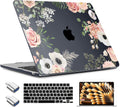TWOLSKOO Compatible with M4 MacBook Air 15 inch Case 2025-2023 Released Model M4 A3241 M3 A3114 M2 A2941, Plastic Hard Shell & Screen Protector & Keyboard Cover & Type C Adapter, Rose Flower
