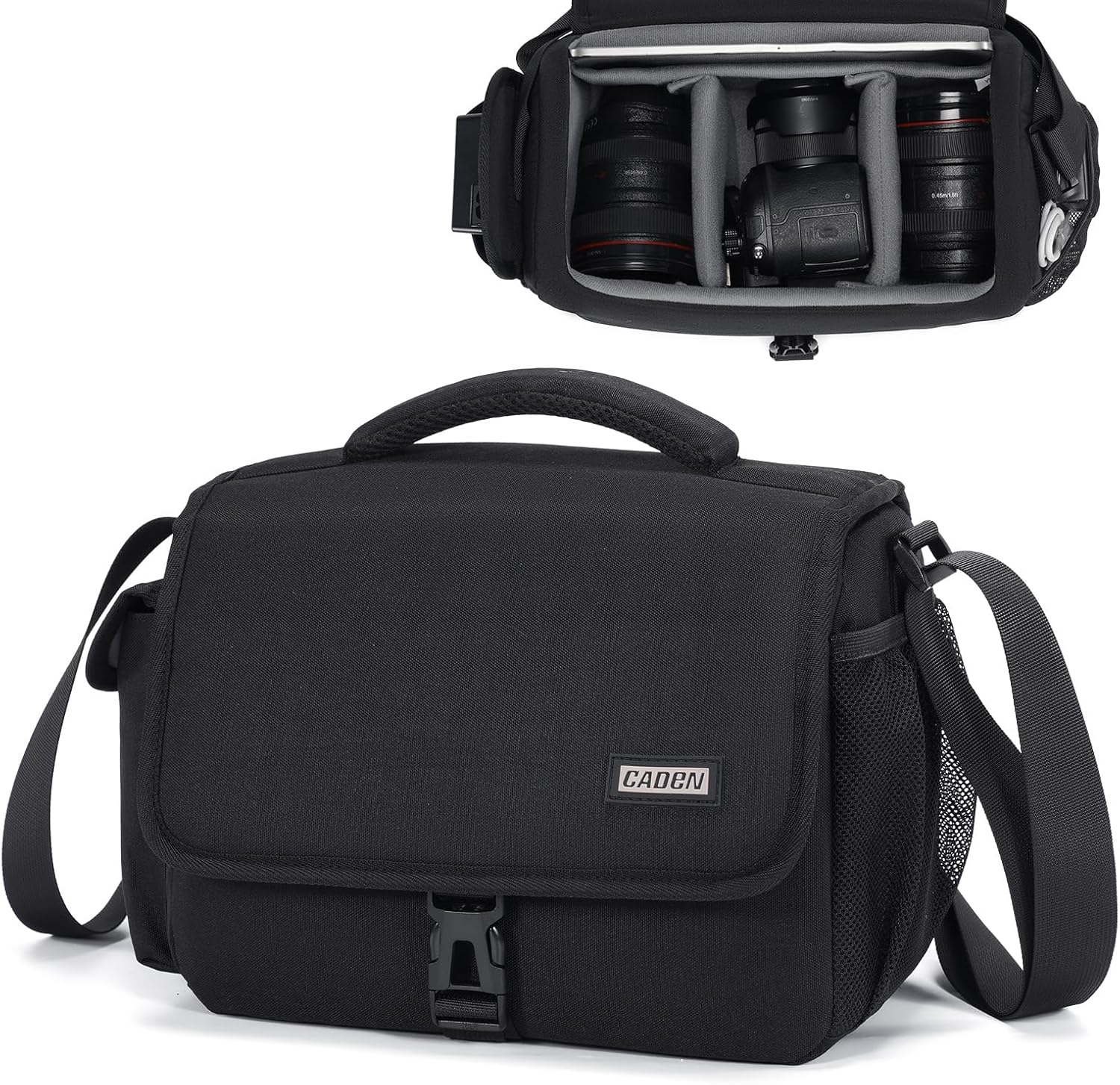 CADeN Camera Bag Case Shoulder Crossbody Bag Compatible for Nikon, Canon, Sony, DSLR SLR Mirrorless Cameras and Lenses (1.0 Black, Large)