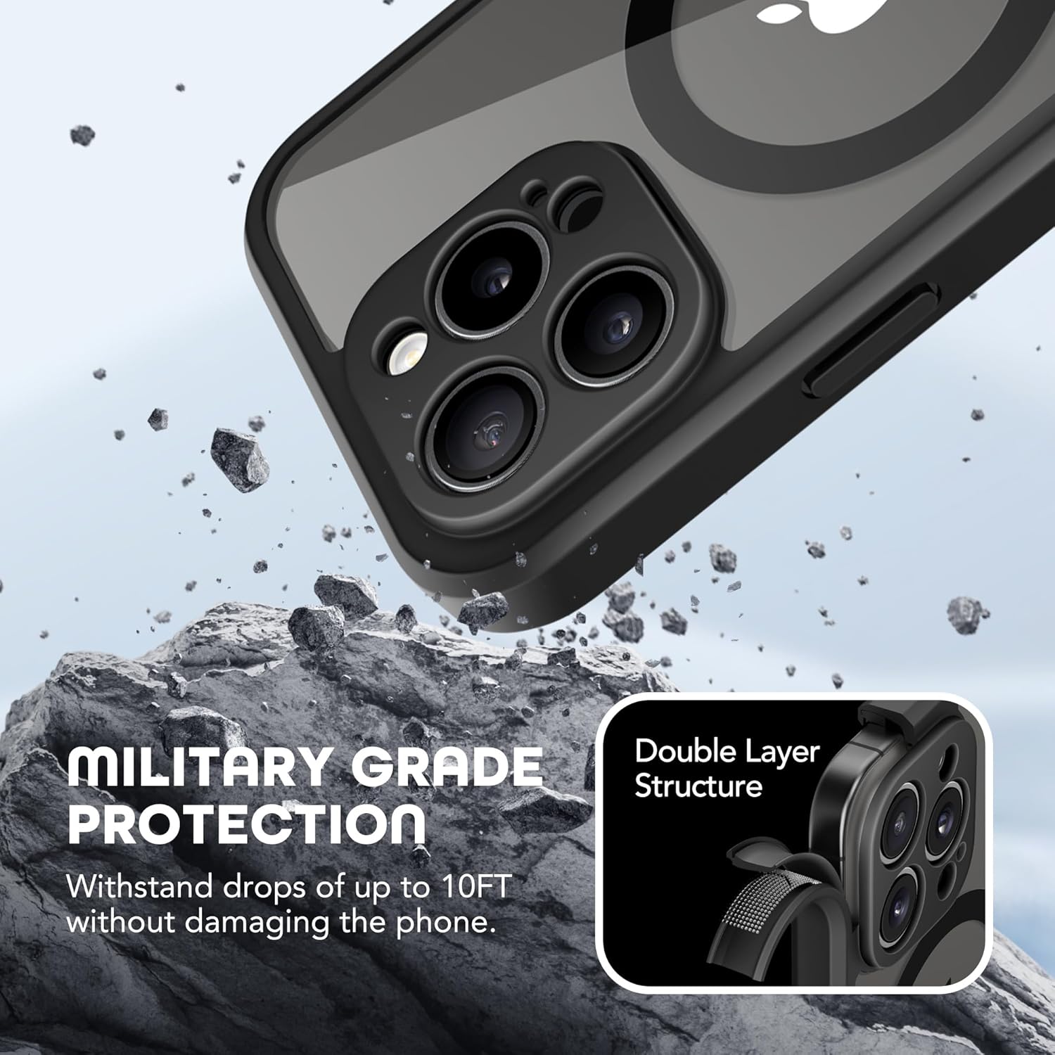 Magnetic for iPhone 15 Pro Case, Compatible with MagSafe, Built-in Privacy Screen Protector and Camera Protection, Anti Spy Full Body Dustproof Shockproof Hard Phone Case 6.1", Black