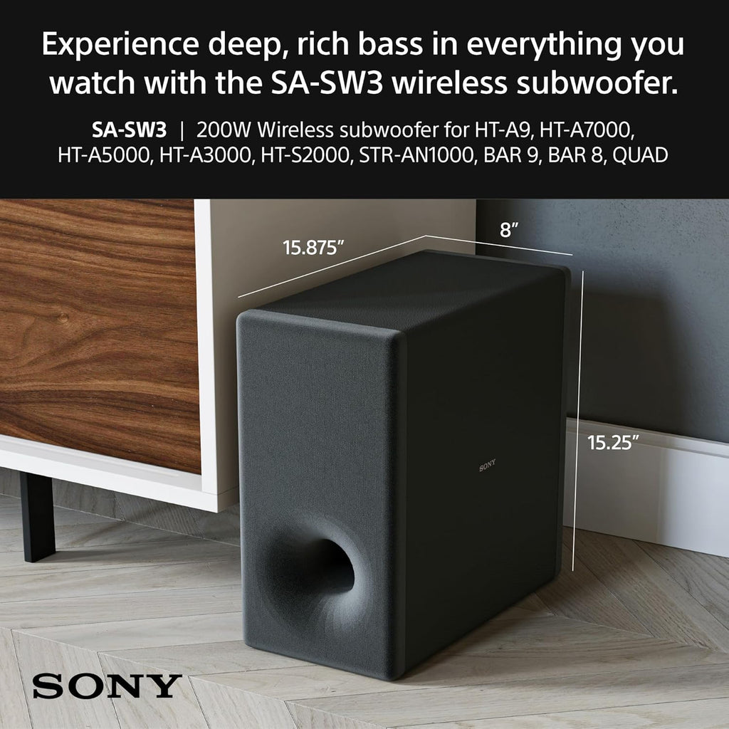 Sony BRAVIA Theater Bar 8 Sound Bar and SA-SW3 Wireless Subwoofer
