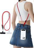 Phone Lanyard Crossbody, 3-in-1 Neck Strap& Wrist Strap, Adjustable Anti-Theft Lanyard with 2 Phone Tether Tabs, Universal Cell Phone Strap for iPhone& Android Case, Travel Essential, Red