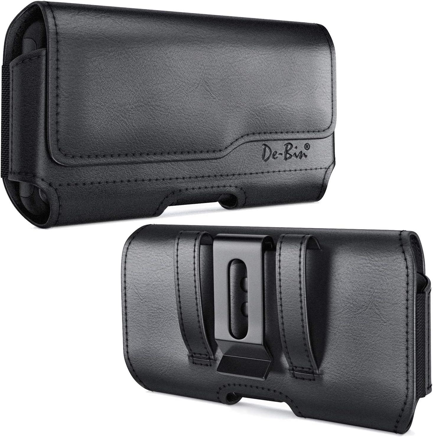 DeBin Case for Large iPhone Plus, Pro Max Cell Phones, Samsung Galaxy S24+ Plus 5G to S10+ Plus Smartphones – Cellphone Belt Holder Clip Holster Carry Pouch Man Women (Fits Phone with Case on) Black