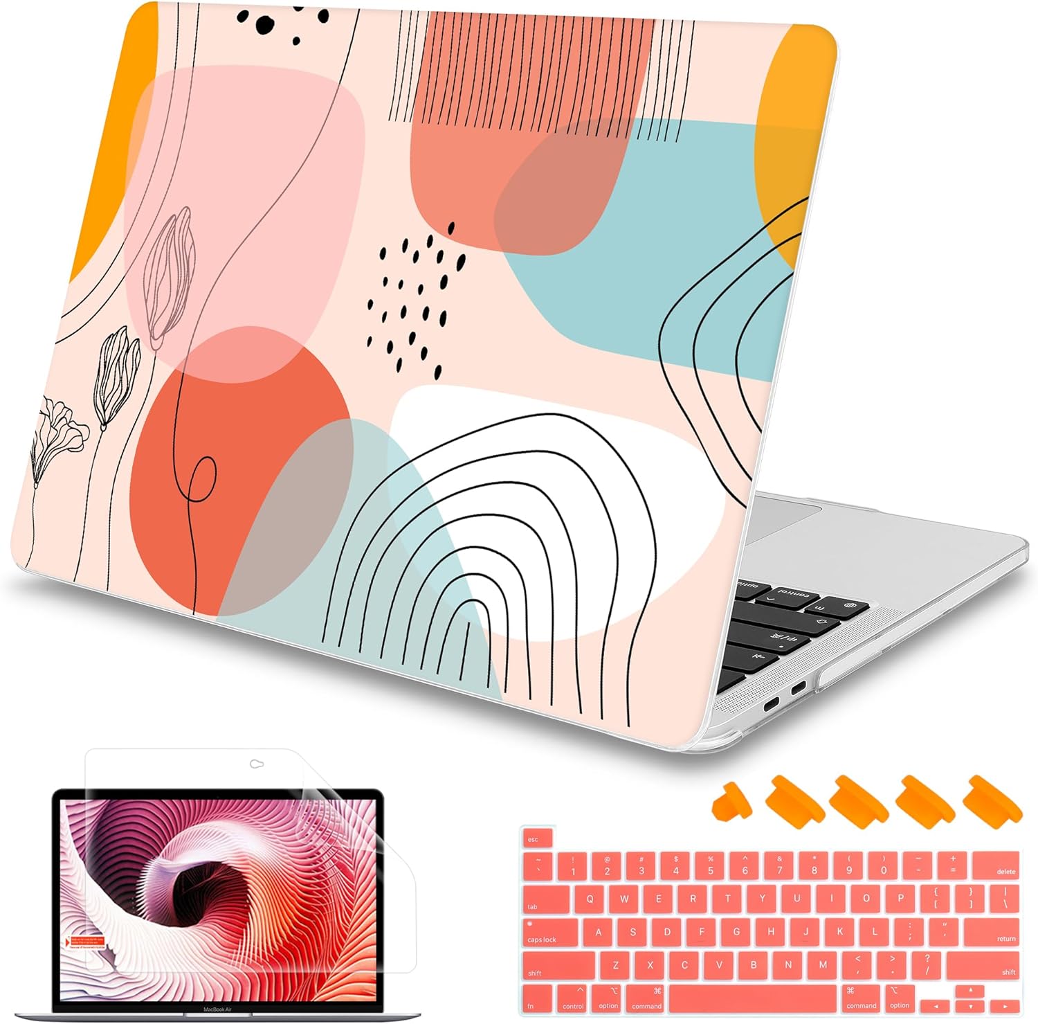Mektron for MacBook Pro 16 inch A2141 Case 2020 2019 Release with with Retina Display & Touch Bar & Touch ID, Abstract Artistic Plastic Hard Shell Cover Keyboard Skin Screen Film