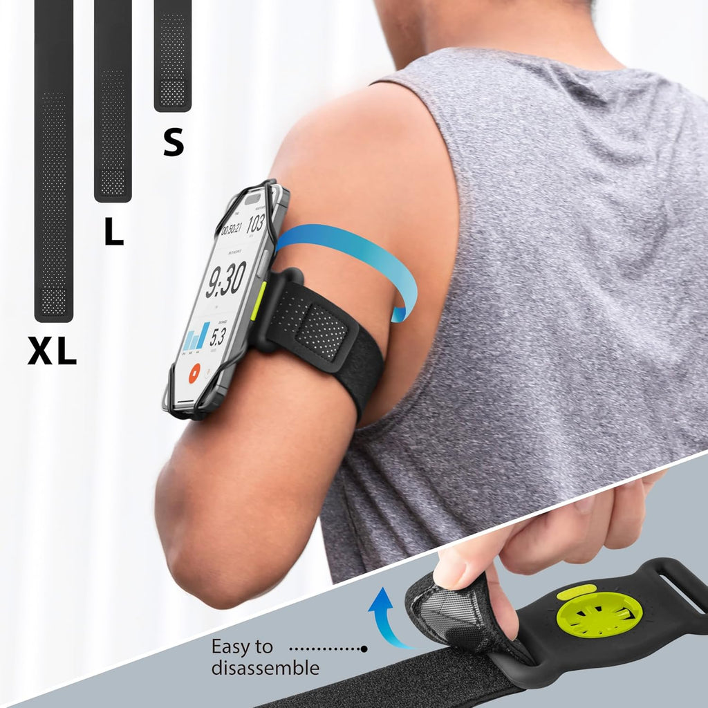 BONE Run + Bike Tie Connect Kit 2 Magnetic, 2-in-1 Magnetic Running & Bike Phone Holder, Detachable & Rotatable 360° Sport Armband & Phone Mount for Most Smartphones (2-in-1 Magnetic Connection Kit)