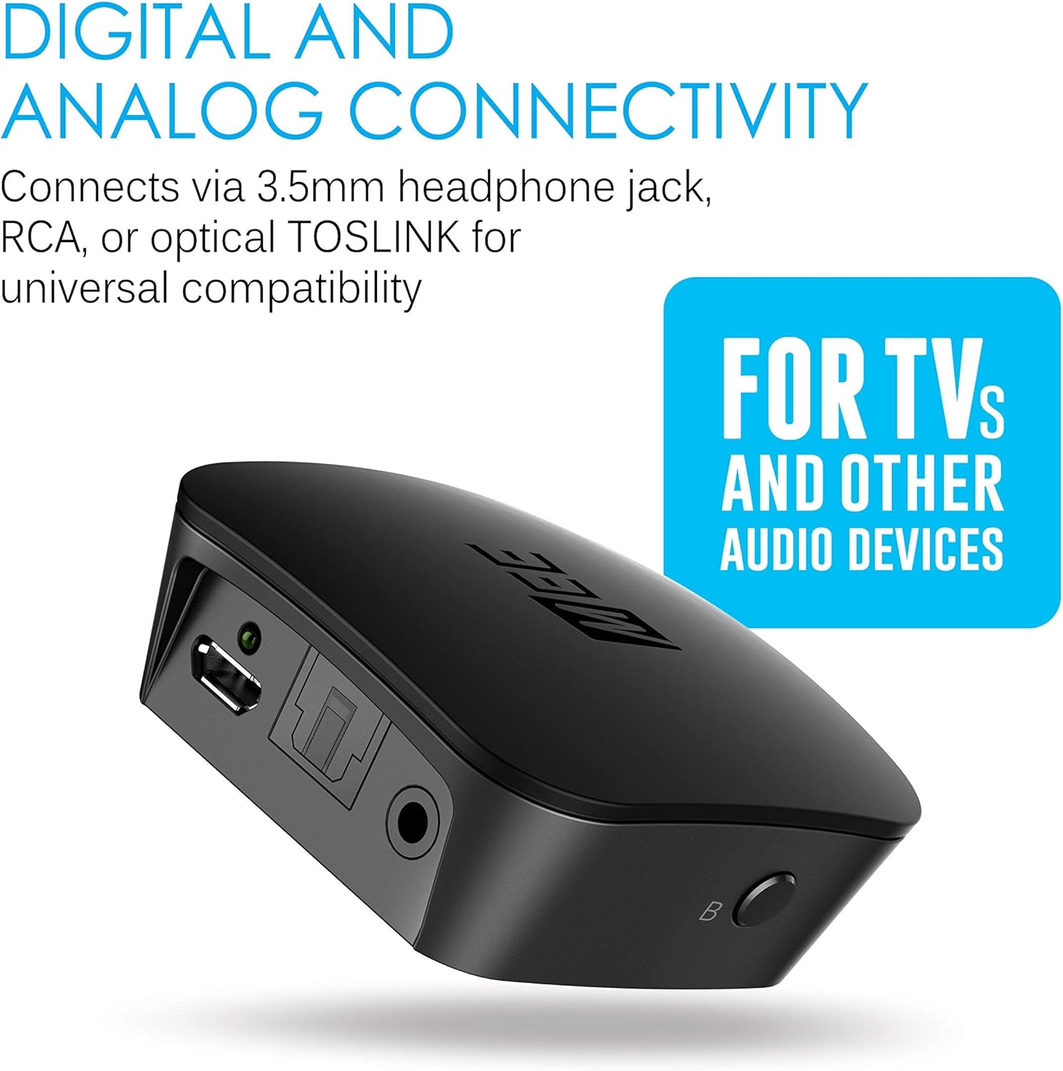MEE audio Connect Bluetooth Audio Transmitter for up to 2 Wireless Headphones/Speakers, Bluetooth Streamer Adapter with AptX Low Latency for TV/PC/Airplane/Gym with 3.5mm/AUX/RCA/Optical Input