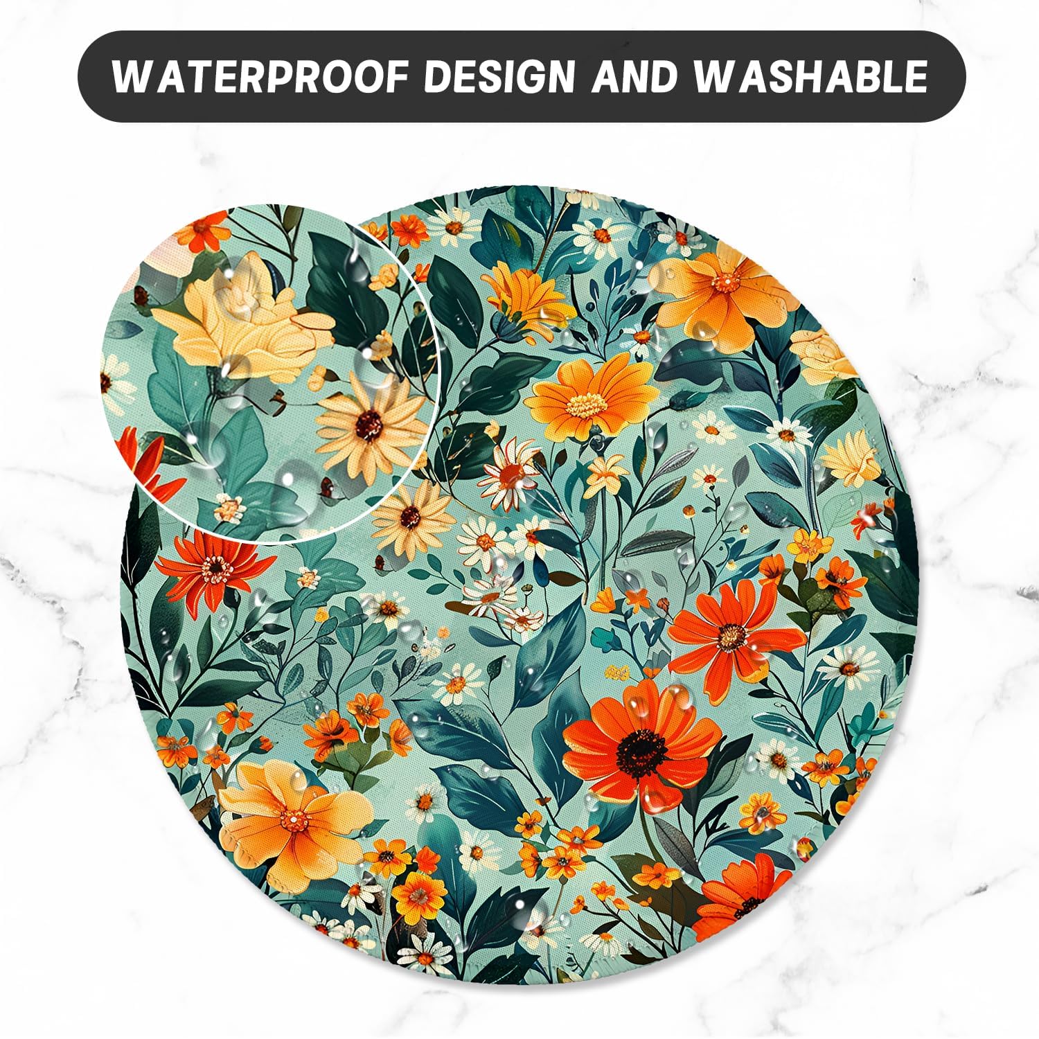 ITNRSIIET Round Mouse Pad with Stitched Edge Premium-Textured Waterproof Non-Slip Rubber Base Desktop Protection Mat Diameter 8.7 inches, Beautiful Flowers