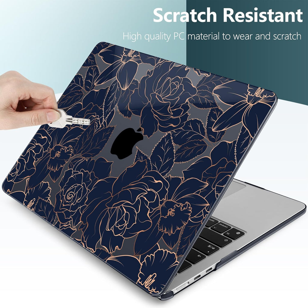 TWOLSKOO Compatible with M4 MacBook Air 15 inch Case 2025-2023 Released Model M4 A3241 M3 A3114 M2 A2941, Plastic Hard Shell & Screen Protector & Keyboard Cover & Trackpad Film, Elegant Roses