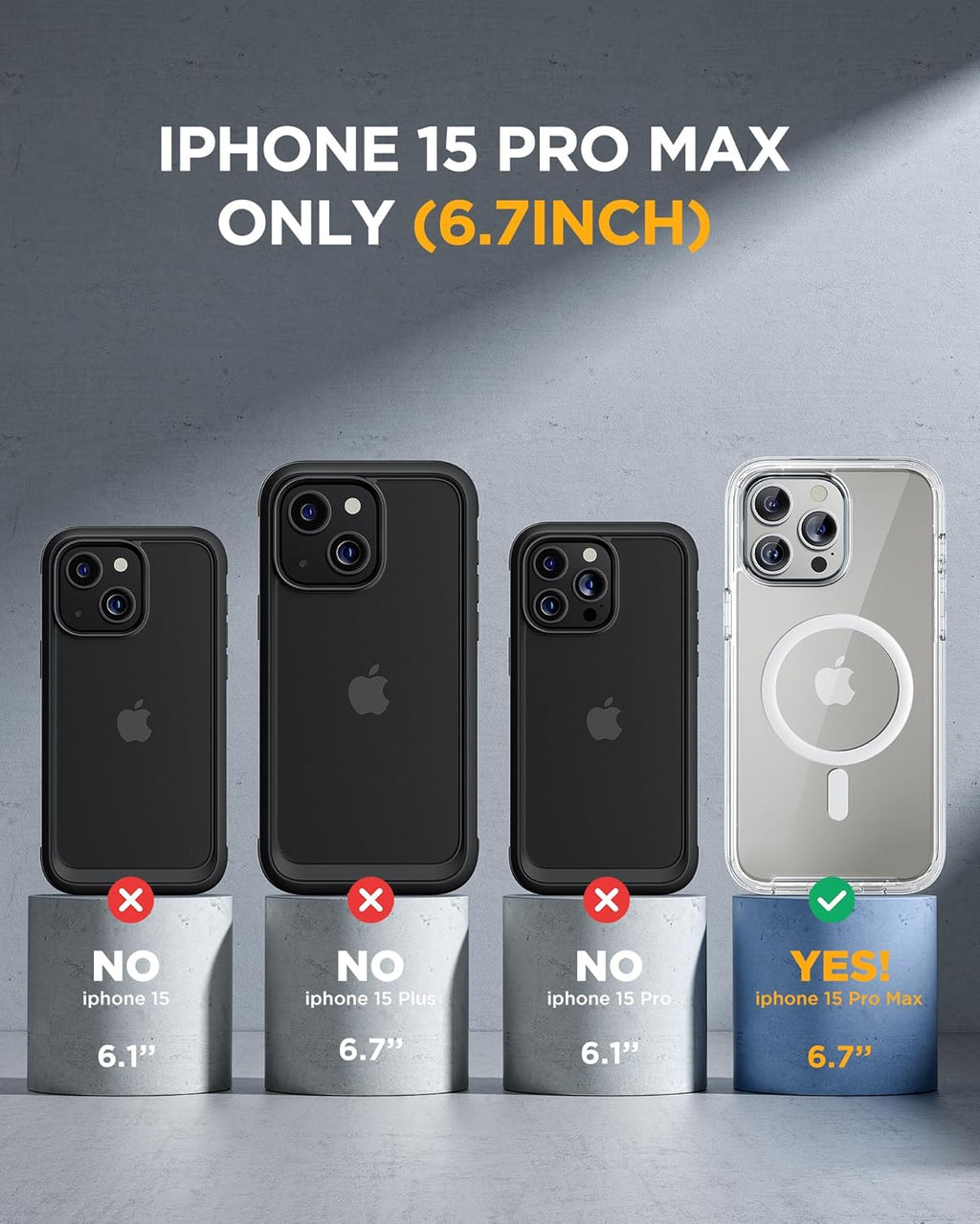 Miracase Magnetic for iPhone 15 Pro Max Case 6.7'' [Compatible with Magsafe] Full-Body Drop Proof Bumper Phone Case for iPhone 15 Pro Max with Built-in 9H Tempered Glass Screen Protector,Clear