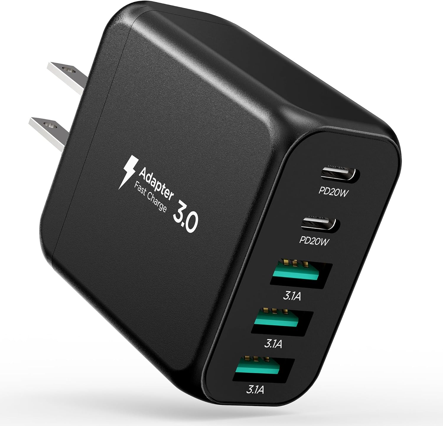USB C Charger Block, Type C Charger Fast Charging,Total 50W 5-Port USB Wall Charger Multiport Type C Charging Block Cube for iPhone 16 15 14 13 12 11 Pro Max XS, iPad, Samsung & More-Black
