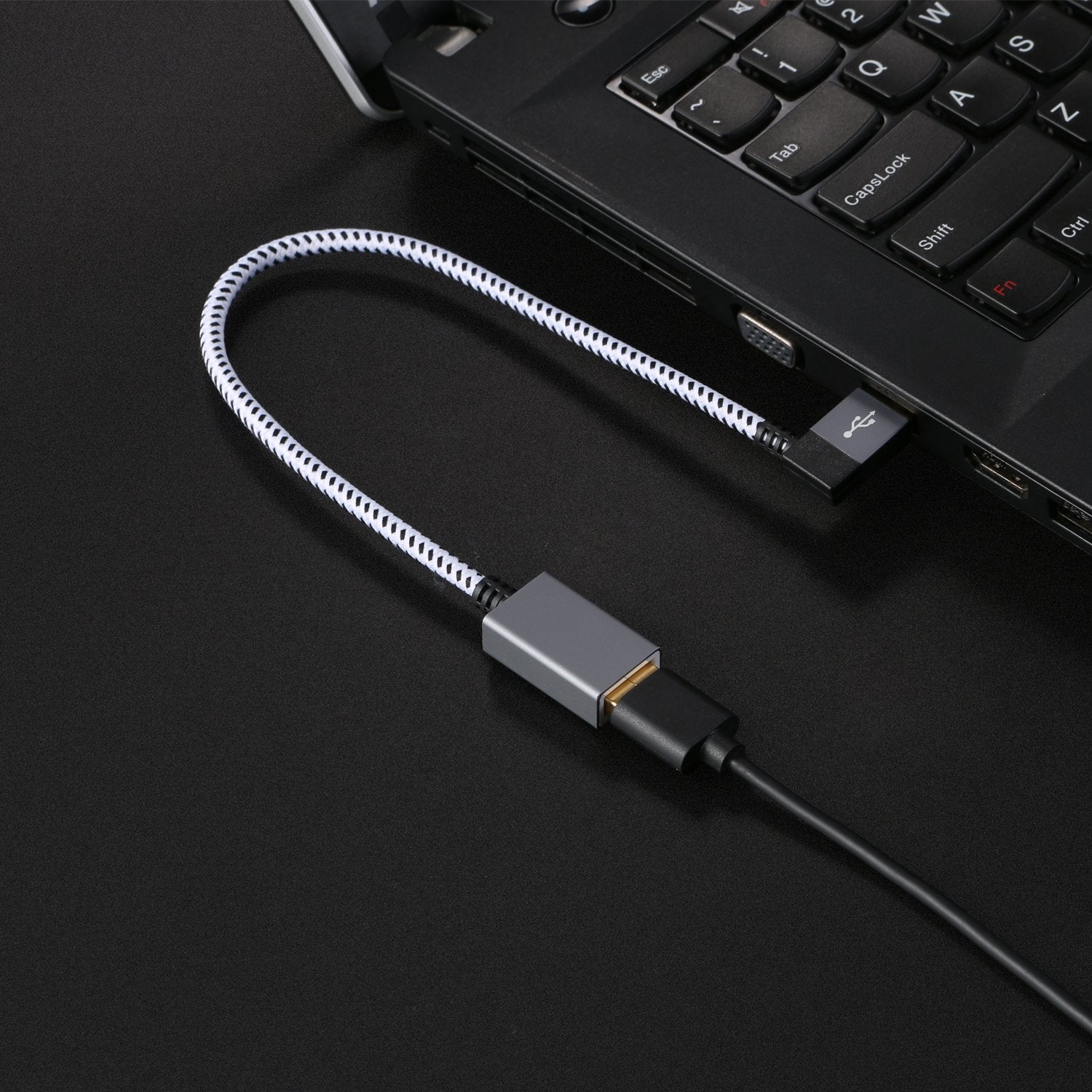 CableCreation USB 3.0 Extension Cable 1FT, [2-Pack] Left Angle USB 3.0 Male to Female Extender Cord, 90 Degree USB 3.0 for VR, PlayStation, Xbox, Keyboard, Space Gray, 0.3M