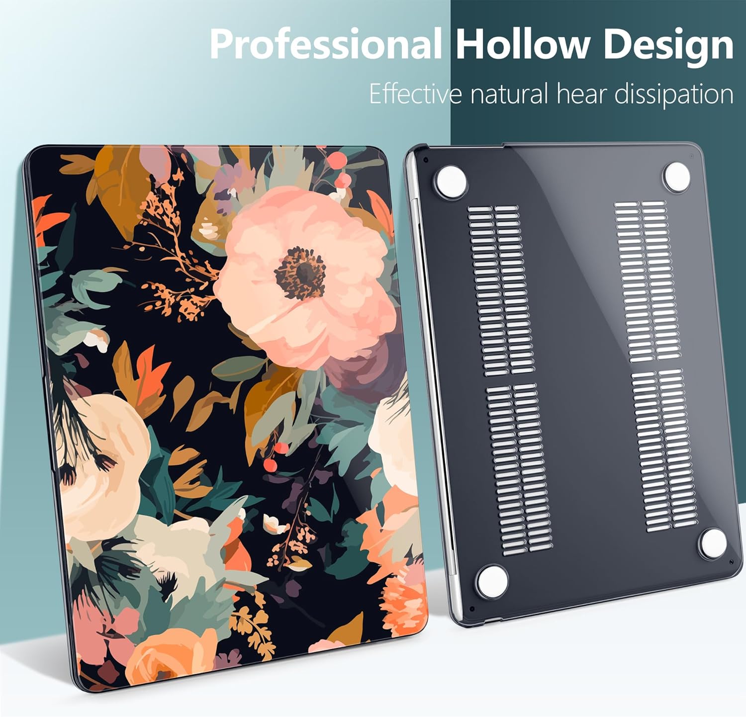 TWOLSKOO Compatible with M4 MacBook Air 15 inch Case 2025-2023 Released Model M4 A3241 M3 A3114 M2 A2941, Plastic Hard Shell & Screen Protector & Keyboard Cover &Type C Adapter, Bright Abstract Flower