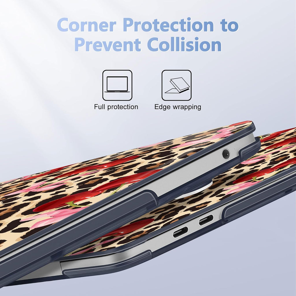 May Chen Case for MacBook Pro 13 inch M2 2023,2022,2021,2020 A2338 M1 A2251 A2289, Plastic Hard Shell Case for MacBook Pro 13" with Touch Bar Fits Touch ID, Cherry & Cheetah