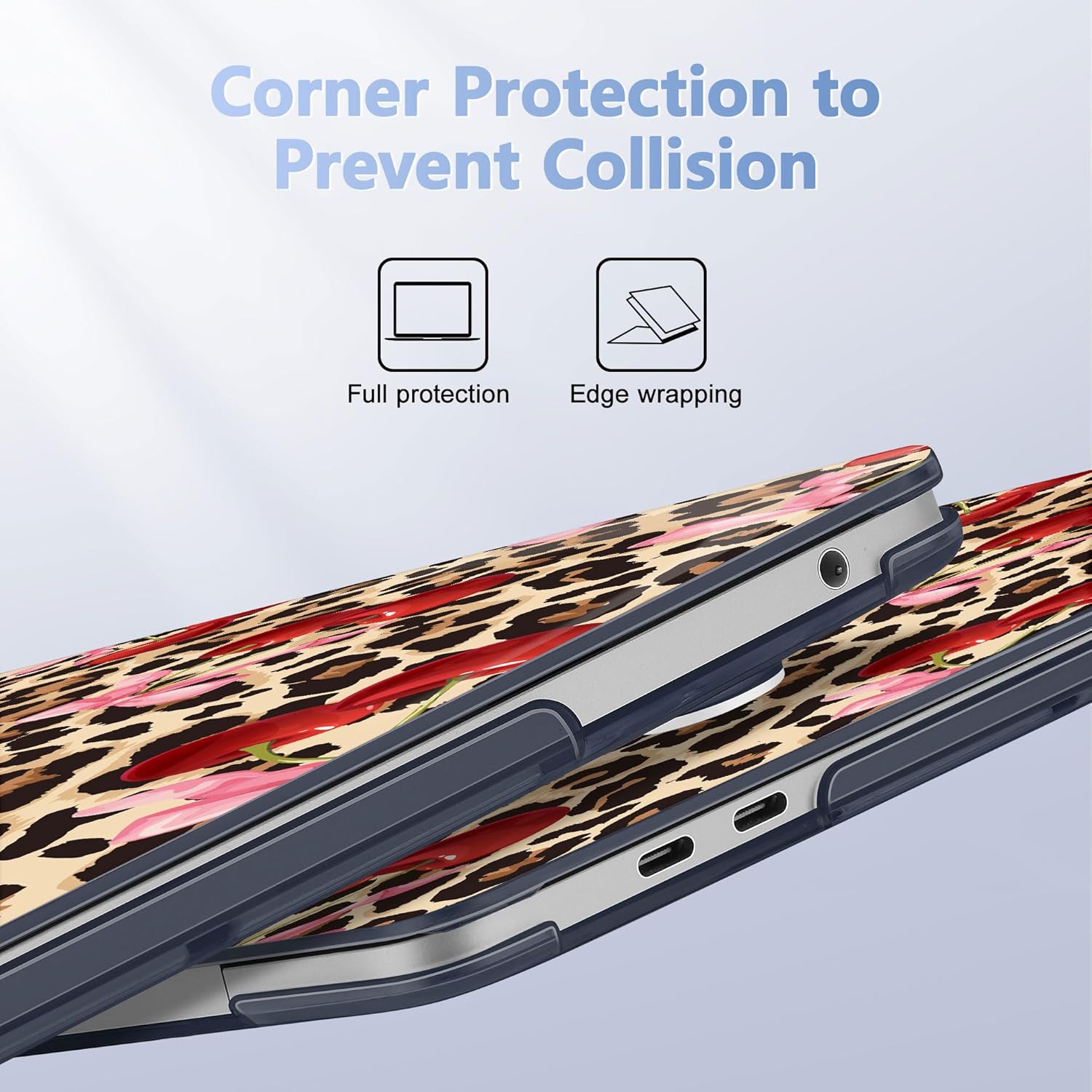 May Chen Case for MacBook Pro 13 inch M2 2023,2022,2021,2020 A2338 M1 A2251 A2289, Plastic Hard Shell Case for MacBook Pro 13" with Touch Bar Fits Touch ID, Cherry & Cheetah