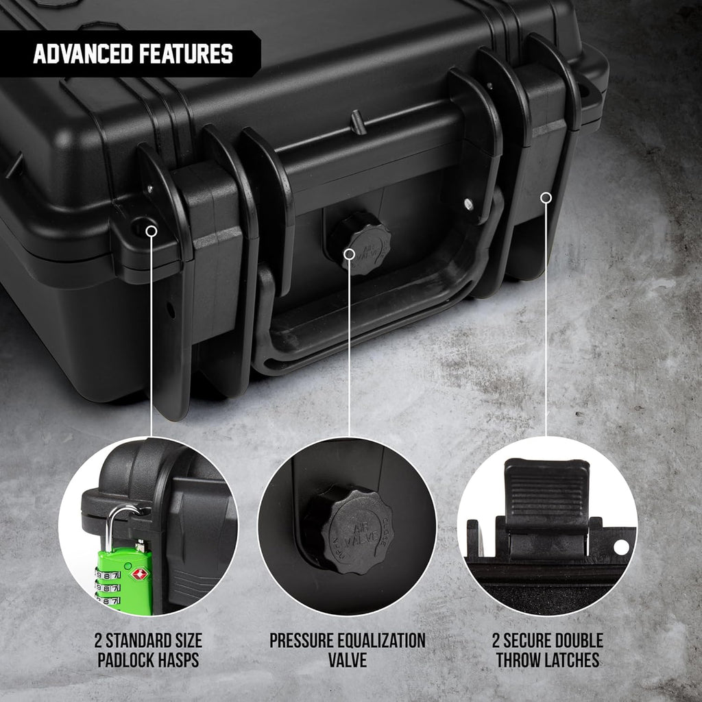 All Weather Hard Case 10 x 9 x 5” - TSA Approved Hard Shell Travel Case with Customizable Foam for Cameras, Lenses, Electronics and Other Gear