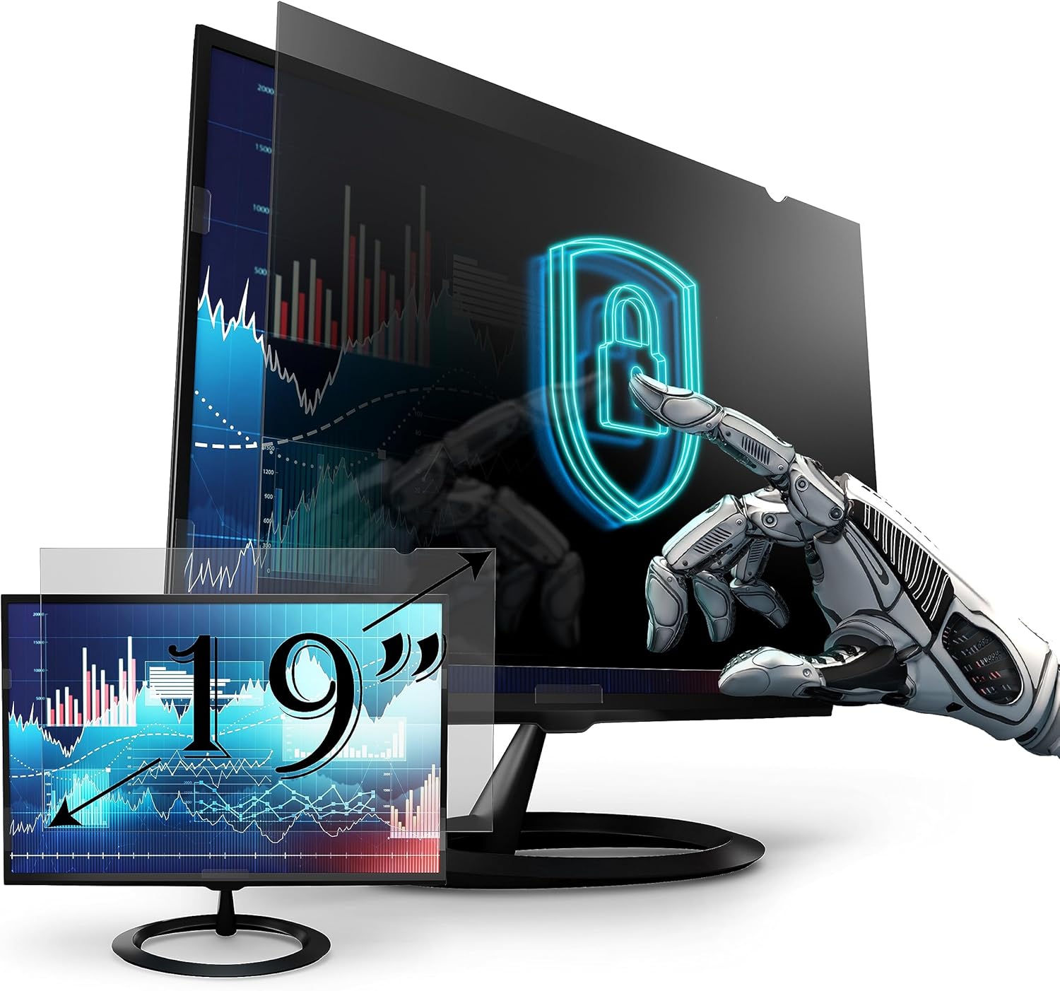Privacy Screen Filter for 19 Inches Desktop Computer Monitor, Screen Protector size is 16.1 inch width x 10.1 inch height
