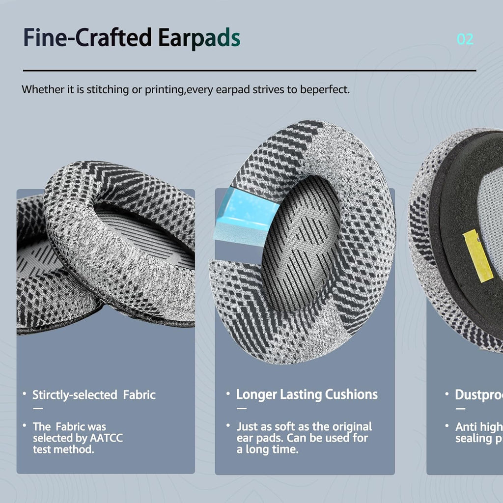 Cooling-Gel QuietComfort 35 / QC35 ii Replacement Ear Pads for Bose Headphones, Also Fit for Bose QC45 QC35 QC25 QC2 QC15/ Around-Ear 2 AE2i AE2w/ SoundTrue & SoundLink Series, Dark Grey