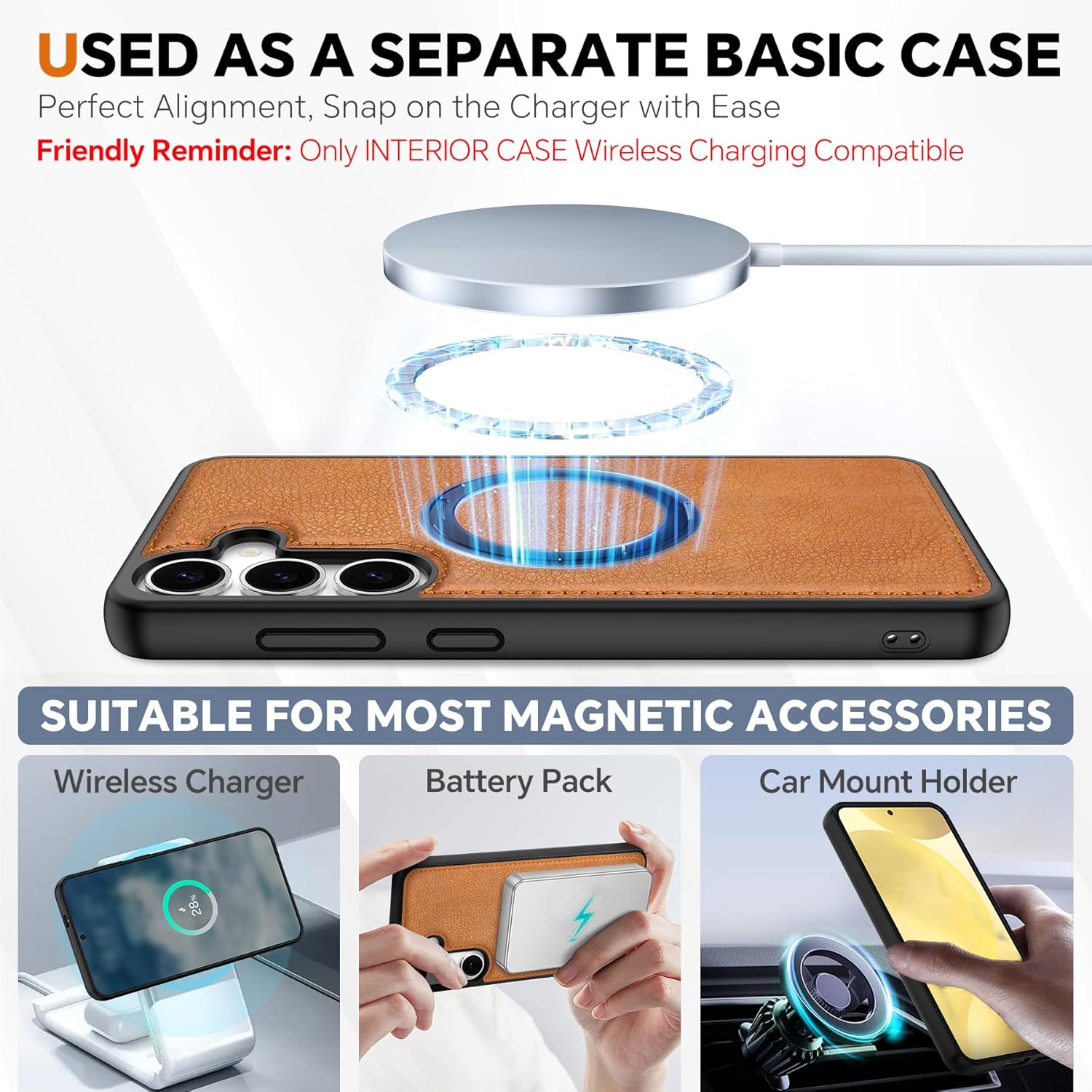 TUCCH Wallet Case for Galaxy S25 Plus, Removable 2 in 1 RFID Blocking [4 Card Slots] Wrist Strap [Wireless Charging] Kickstand PU Leather Magnetic Detachable Folio Cover for Galaxy S25 Plus, Brown