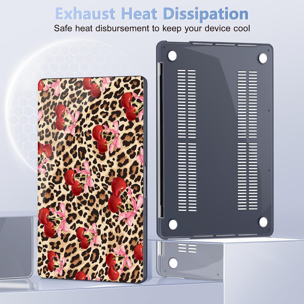 May Chen Case for MacBook Pro 13 inch M2 2023,2022,2021,2020 A2338 M1 A2251 A2289, Plastic Hard Shell Case for MacBook Pro 13" with Touch Bar Fits Touch ID, Cherry & Cheetah