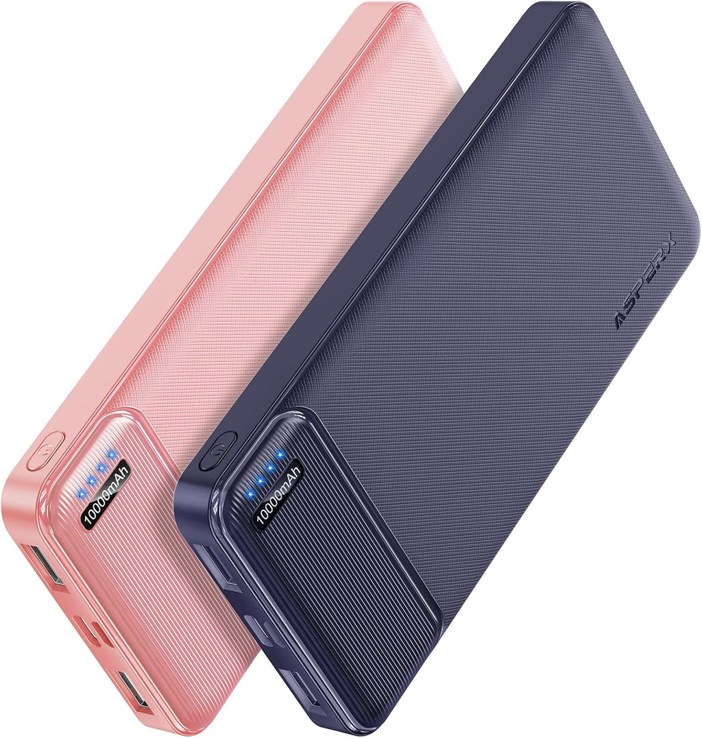 AsperX 2-Pack 10000mAh USB C Output Portable Charger Power Bank Fast Charging, Portable Battery Bank External Battery Pack for iPhone, Samsung, Google LG and Heated Vest