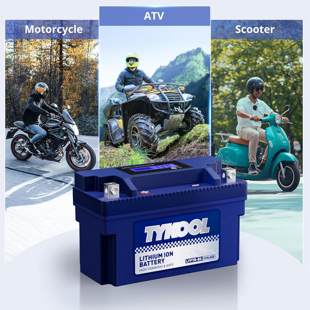 TYKOOL YT7B-BS, 240 CCA, 3X Cranking Amps,5X Life, High Performance Lithium LiFePO4 Motorcycle Battery,12V 4Ah,Fits for ATV,Fits for Ducati 1198cc,BRP (CAN-AM) 450cc ATV,Yamaha 125cc,150cc Scooter