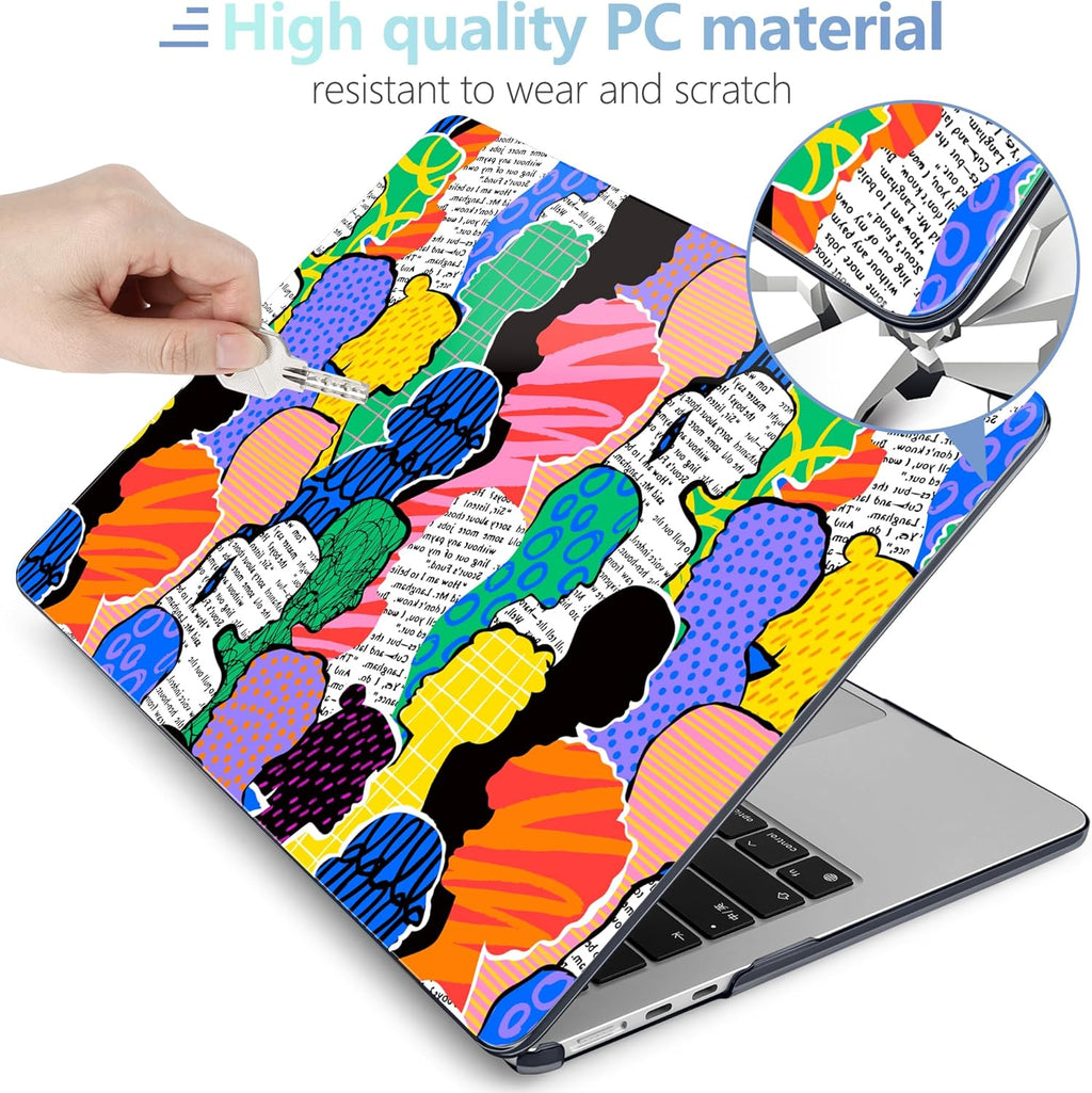MEEgoodo Case for MacBook Air M4/M3/M2 13.6 inch 2025 2024 2022, Fit Model A3240 A3113 A2681,Compatible with MacBook Air 13 inch, Laptop Hard Shell Case with Keyboard Cover,Diverse People Abstract Art