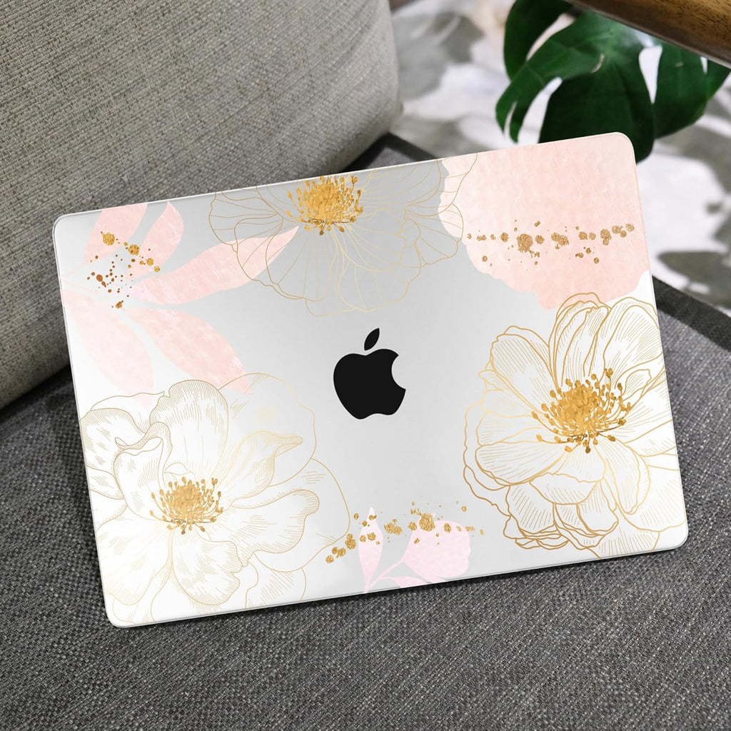 MEEgoodo Case for MacBook Air M4/M3/M2 13.6 inch 2025 2024 2022, Fit Model A3240 A3113 A2681, Compatible with MacBook Air 13 inch, Laptop Hard Shell Case with Keyboard Cover, Tropical Pink Flowers