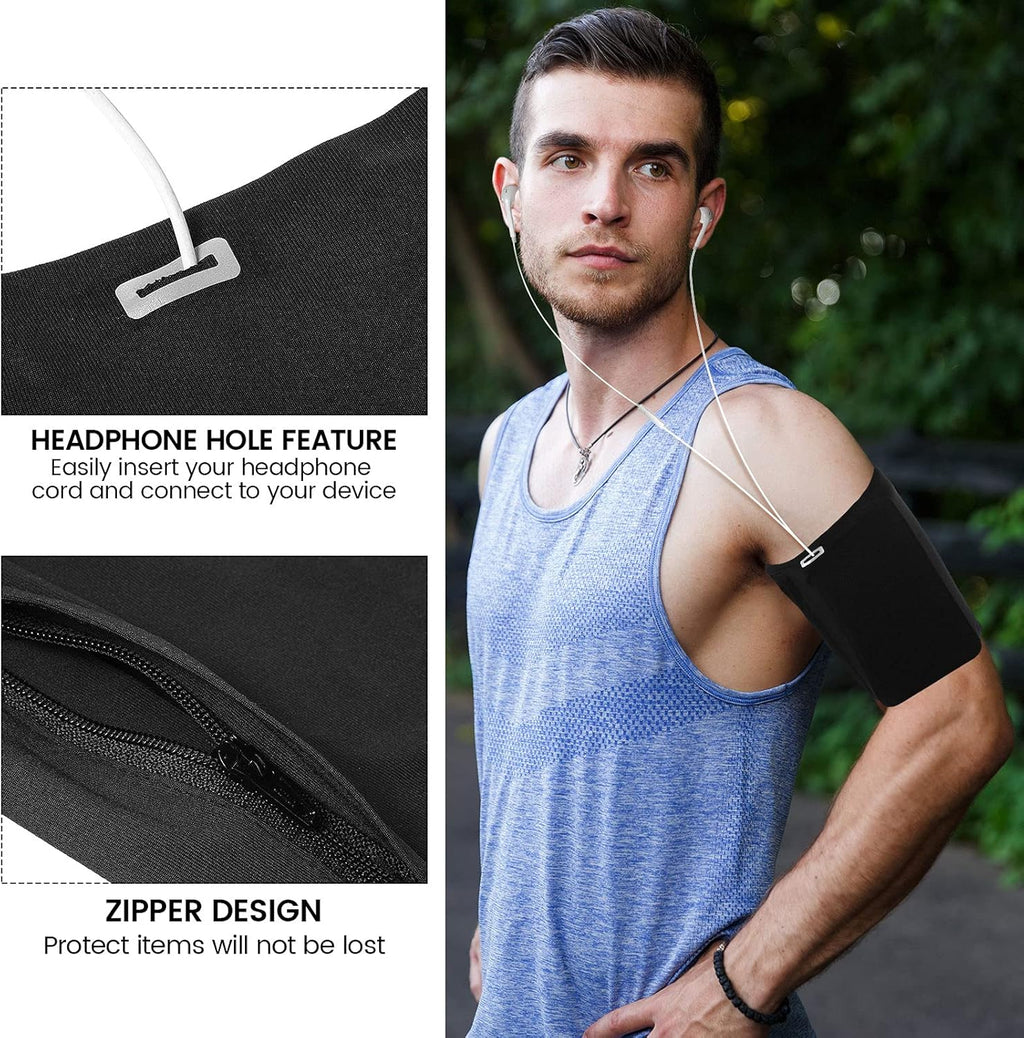 Outus 3 Pieces Phone Armband Running Armband Cell Phone Sleeve for Running Holder Arm Bands for Walking Hiking Jogging Travel (black, Gray, White-blue,L)
