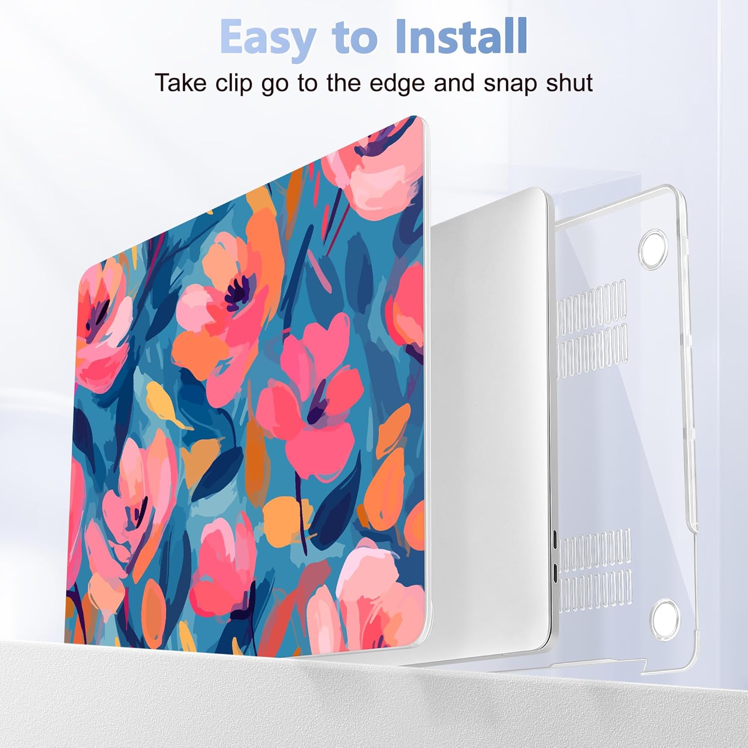 Case for MacBook Pro 13 inch with/Without Touch Bar (2016-2022, M2 A2338 M1 A2289 A2251 A2159 A1989 A1706 A1708), Hard Shell + Keyboard Cover + Dust Plug, Flowers Print
