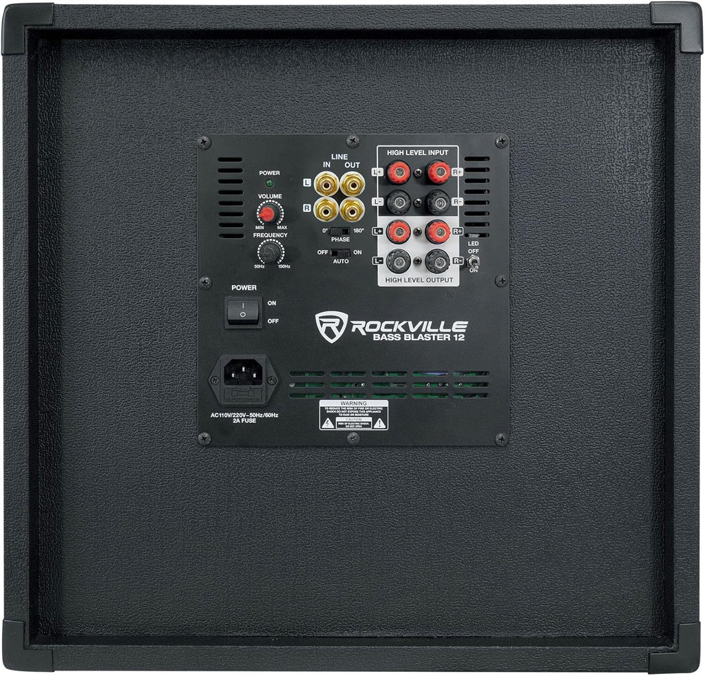 Rockville BASS Blaster 12 800W Powered Home Audio Subwoofer, 12" High-Grade Woofer with Y30 Magnet, Adjustable Crossover, RCA/Speaker Inputs, LED Lighting, for Home Theater & Music