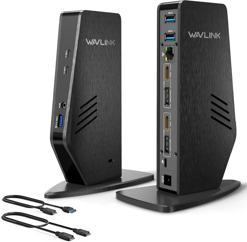 WAVLINK Universal Laptop Docking Station - Dual Monitor Support for Windows and Mac, 5K/Dual 4K@60Hz (2 HDMI, 2 DP, 3 USB, 2 USB-C, Ethernet, Audio&Mic)