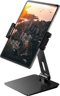 Maxonar iPad Stand Holder, Heavy-Duty Aluminum Alloy Tablet Stand, 360° Swivel Foldable iPad Pro Air Charging Stand Holder for Desk Bed Store POS Showcase Reception Kitchen Office (6-13''), Grey