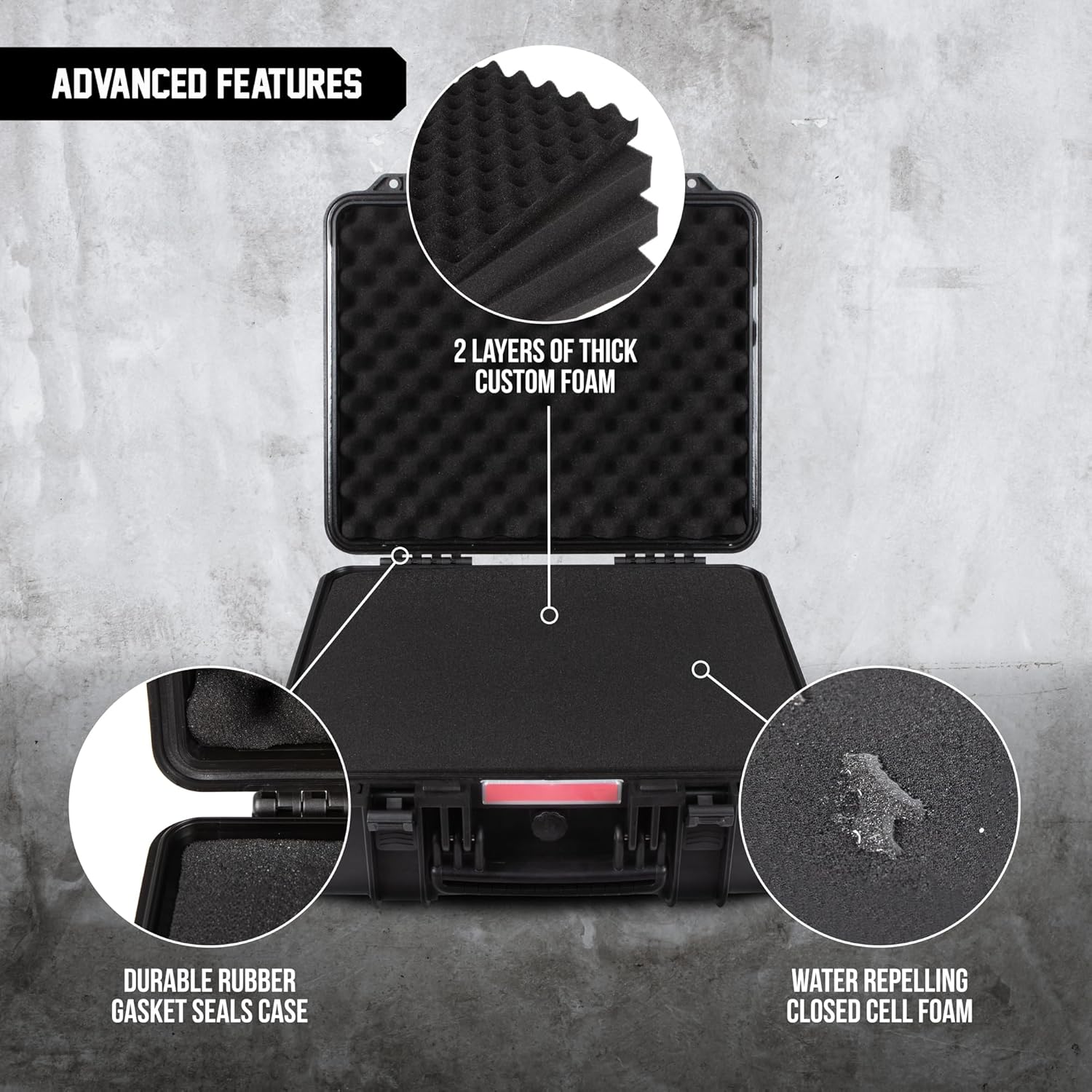 All Weather Hard Case 19 x 17 x 8” - TSA Approved Hard Shell Travel Case with Customizable Foam for Cameras, Lenses, Laptops, Electronics, Guns, Pistols and Other Gear