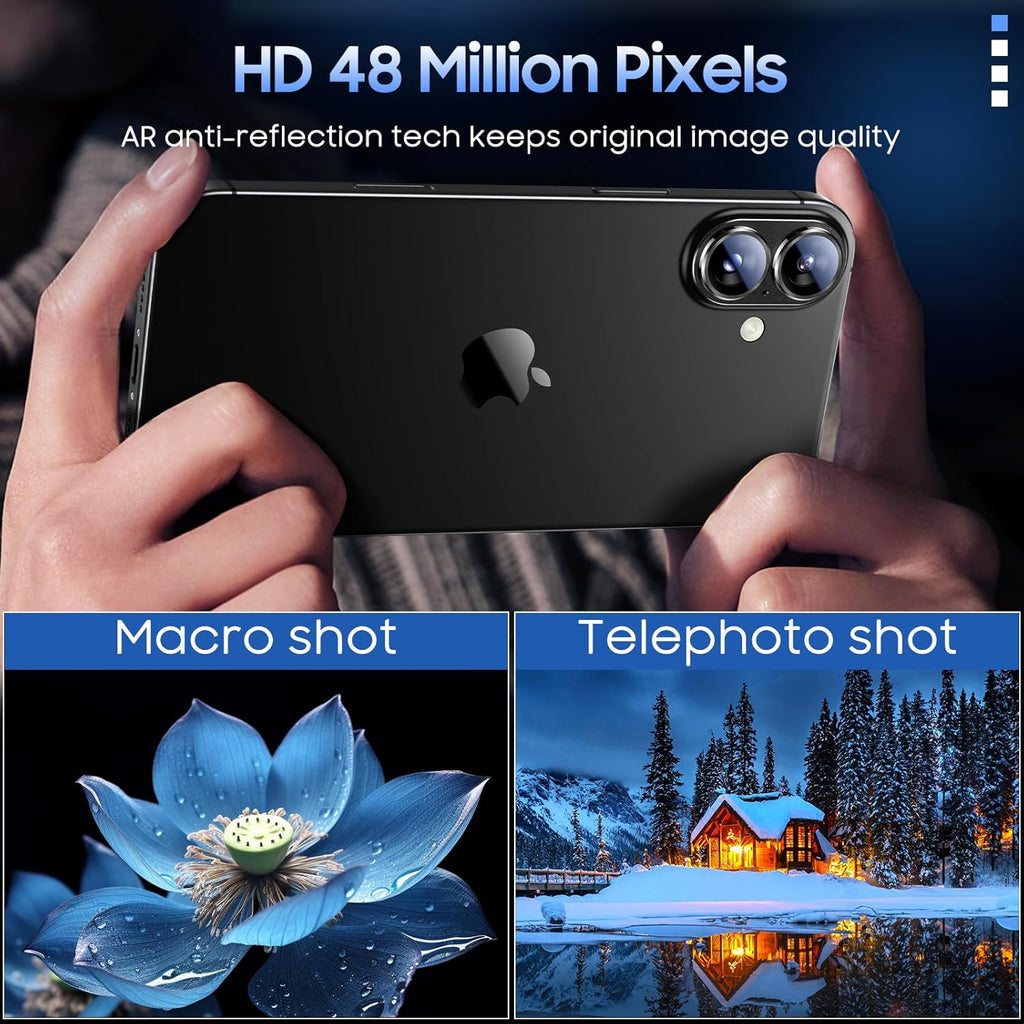 Uyiton Compatible with iPhone 16 / iPhone 16 Plus Camera Lens Protector - [Not Easy to Break][Strong Adsorption][Case-Friendly] Metal Tempered Glass Rear Camera Screen Cover - Black Titanium