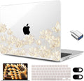 MEEgoodo for M4/M3/M2 MacBook Air 15.3 inch Case 2025 2024 2023, Case Fit Model (A3241/A3114/A2941) for MacBook Air 15 inch, Laptop Hard Shell with Keyboard Cover, Golden Lotus