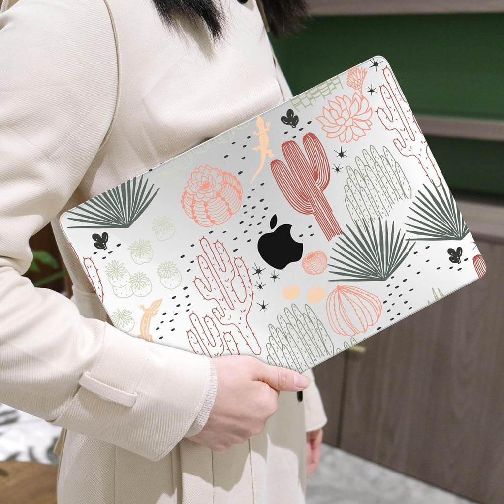 MEEgoodo for MacBook Air 13 inch Case 2021 2020 2019 2018 Released A2337 M1 A2179 A1932 with Touch ID, Plastic Hard Shell & Keyboard Cover Compatible with MacBook Air Case 13.3, Cacti